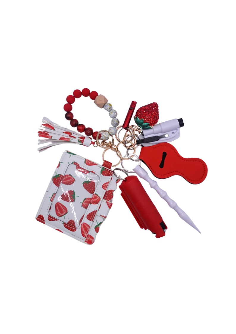 Berry Sweet Beaded Wallet Keychain