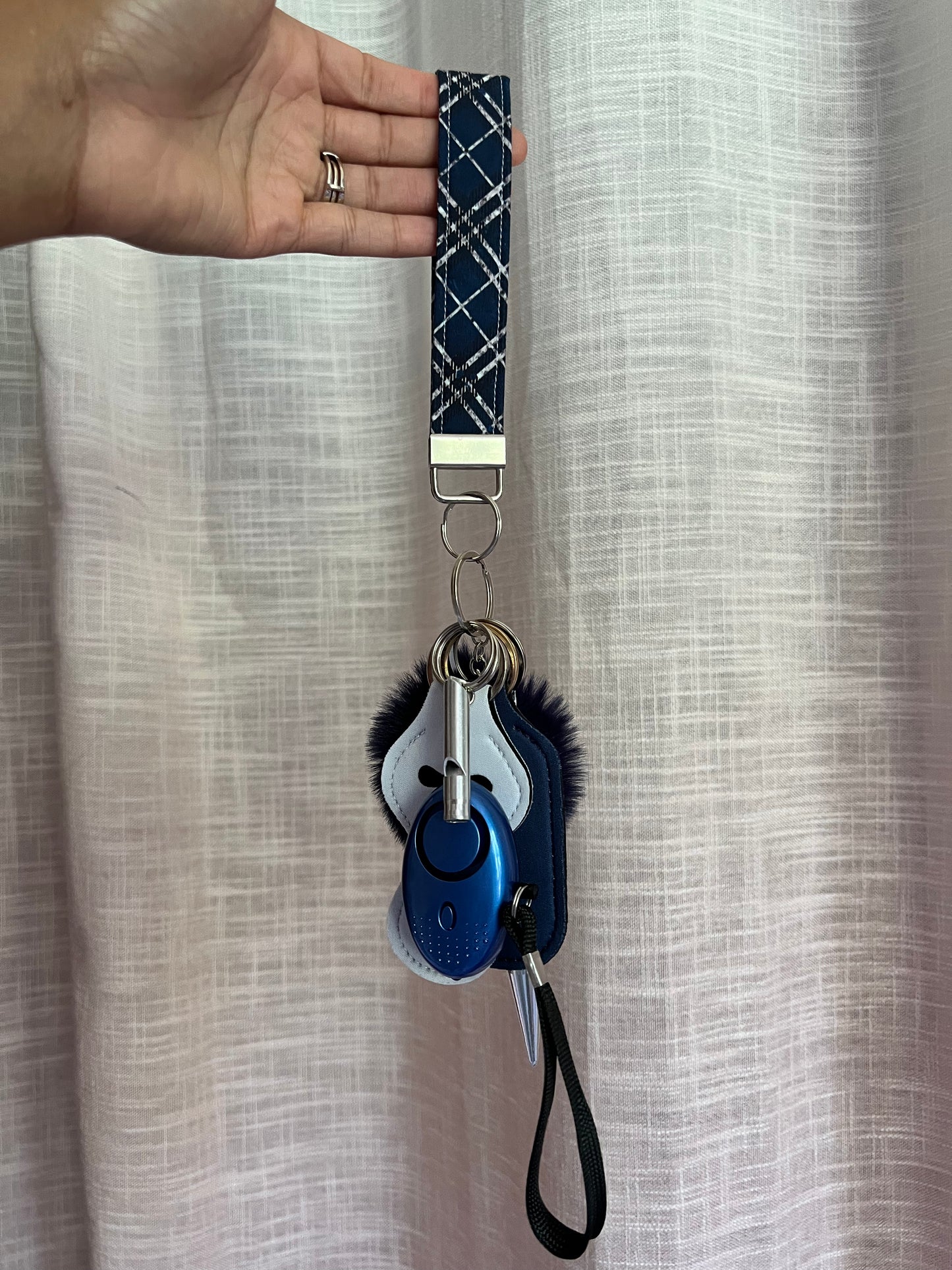 Sapphire Plaid Cloth Keychain