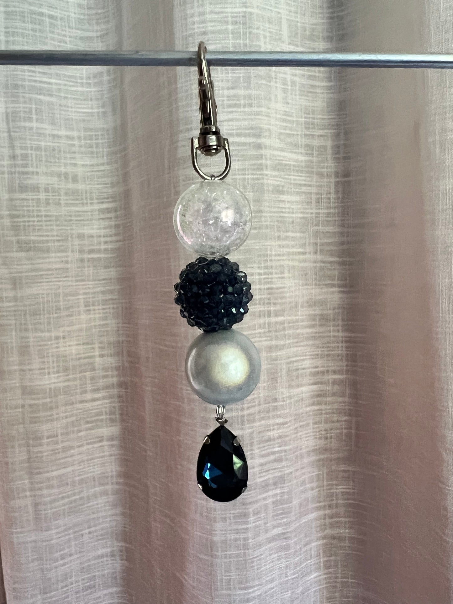 Sapphire Plaid Beaded Charm
