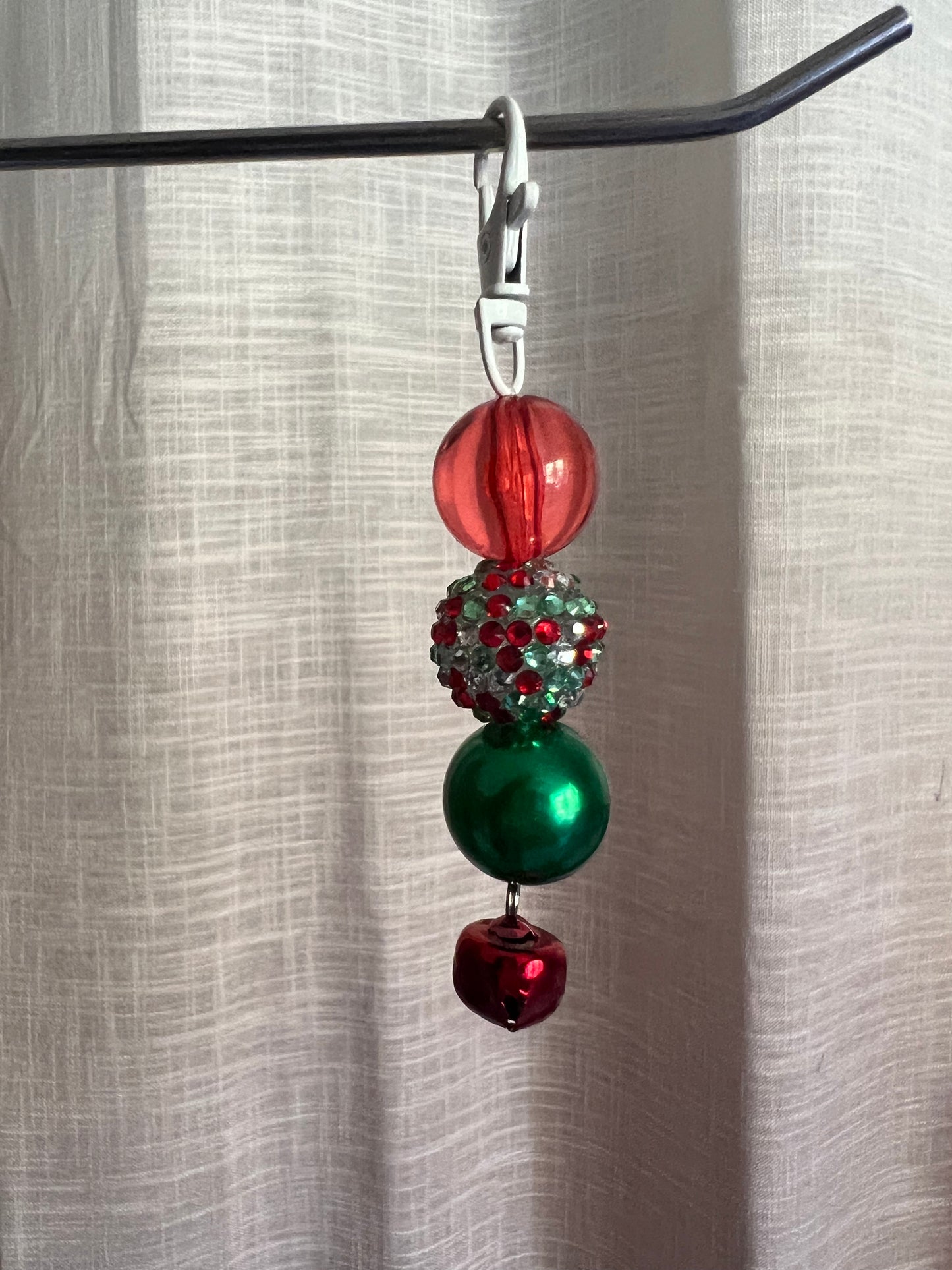 Candy Cane Confetti Beaded Charm