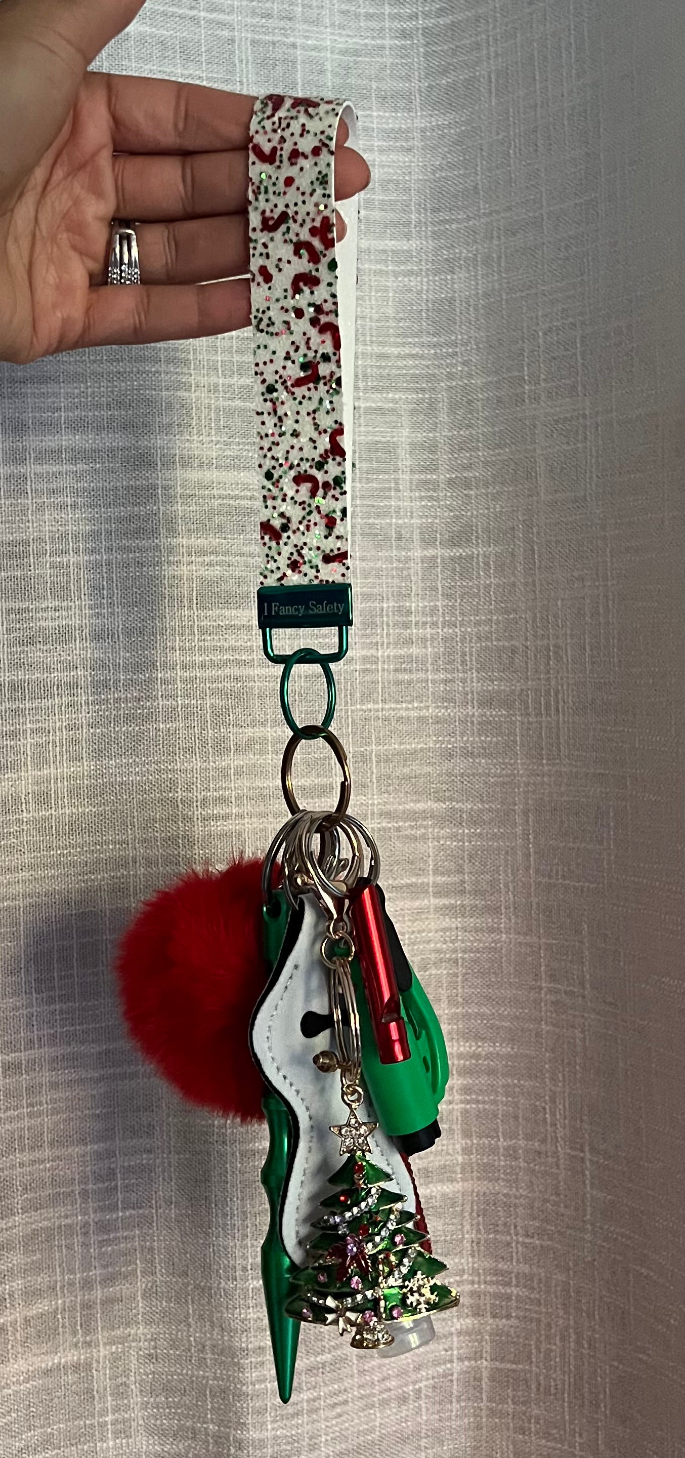 Candy Cane Confetti Keychain