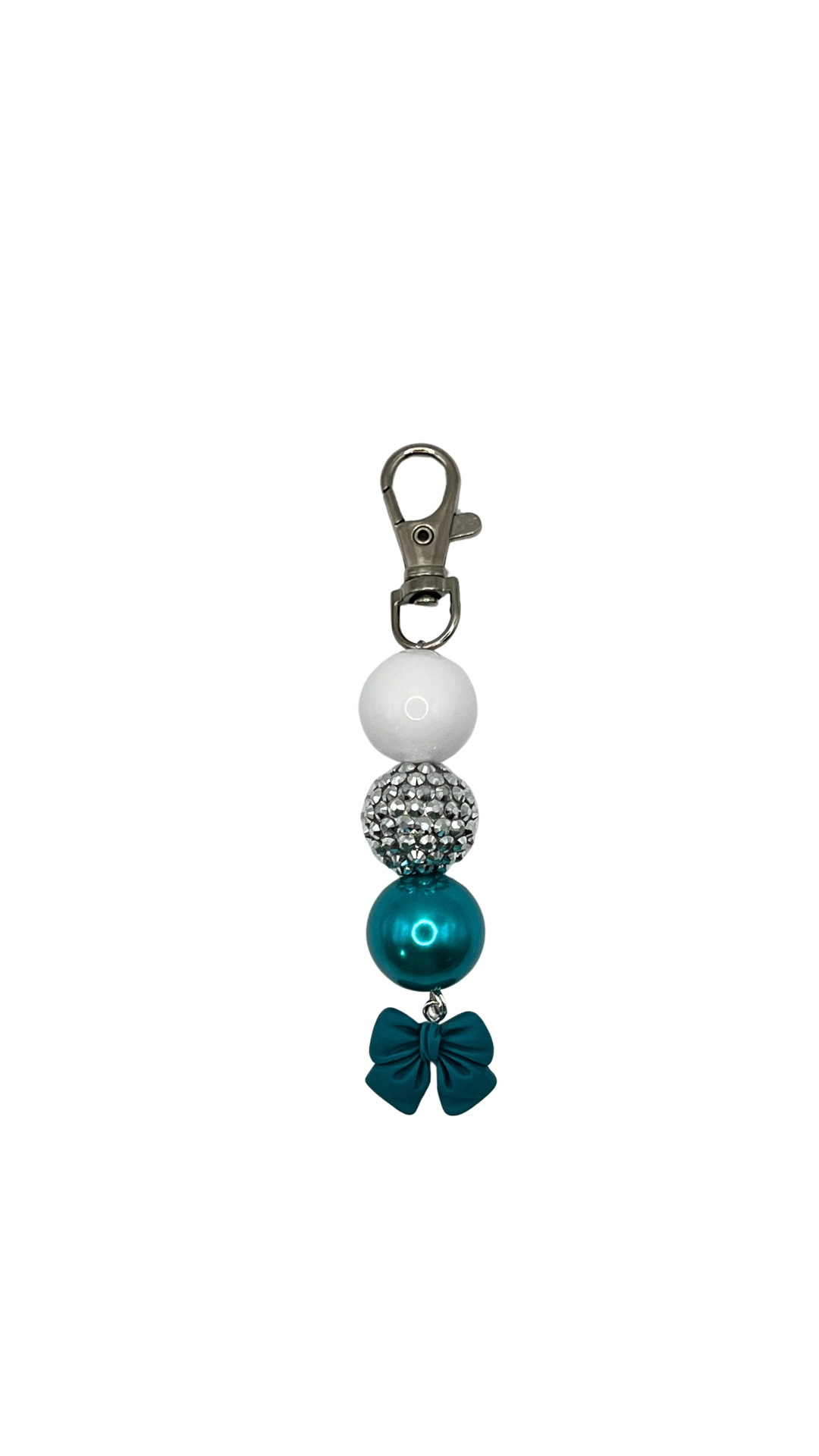 Teal Bow Ties Beaded Charm