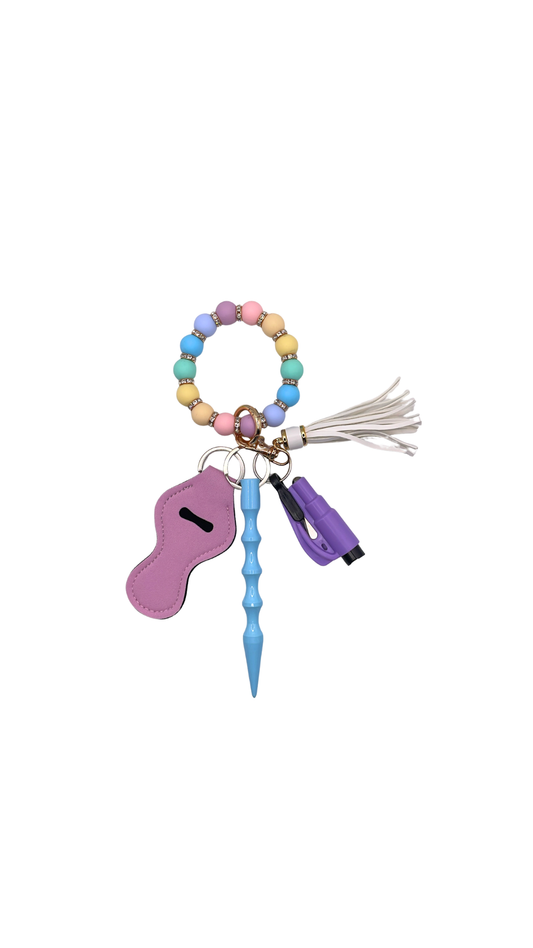 Pastel Perfection Beaded Keychain