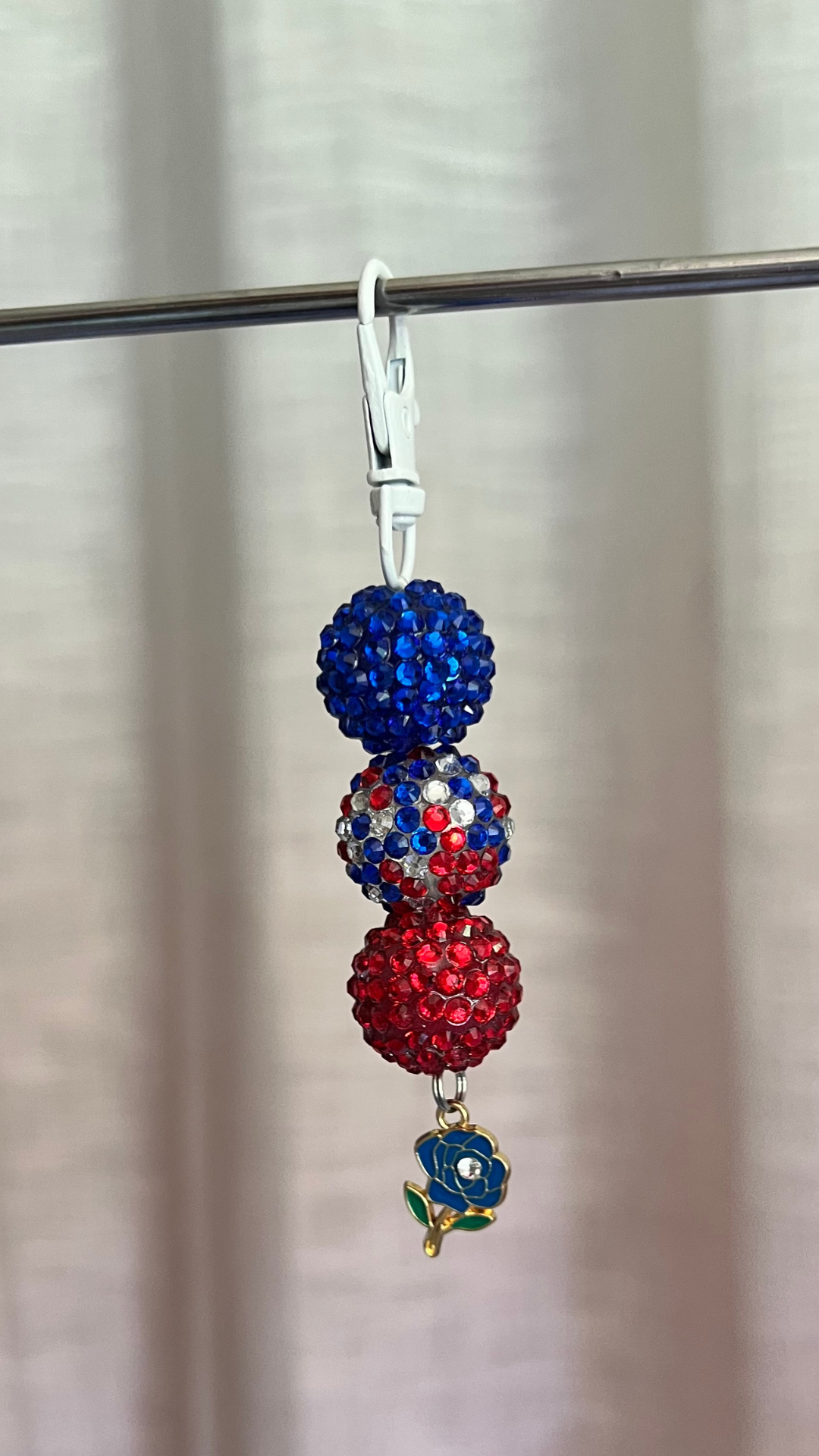 Red, White & Bloom Beaded Charm