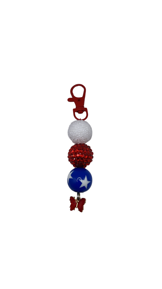 Red, White and Flutter Beaded Charm