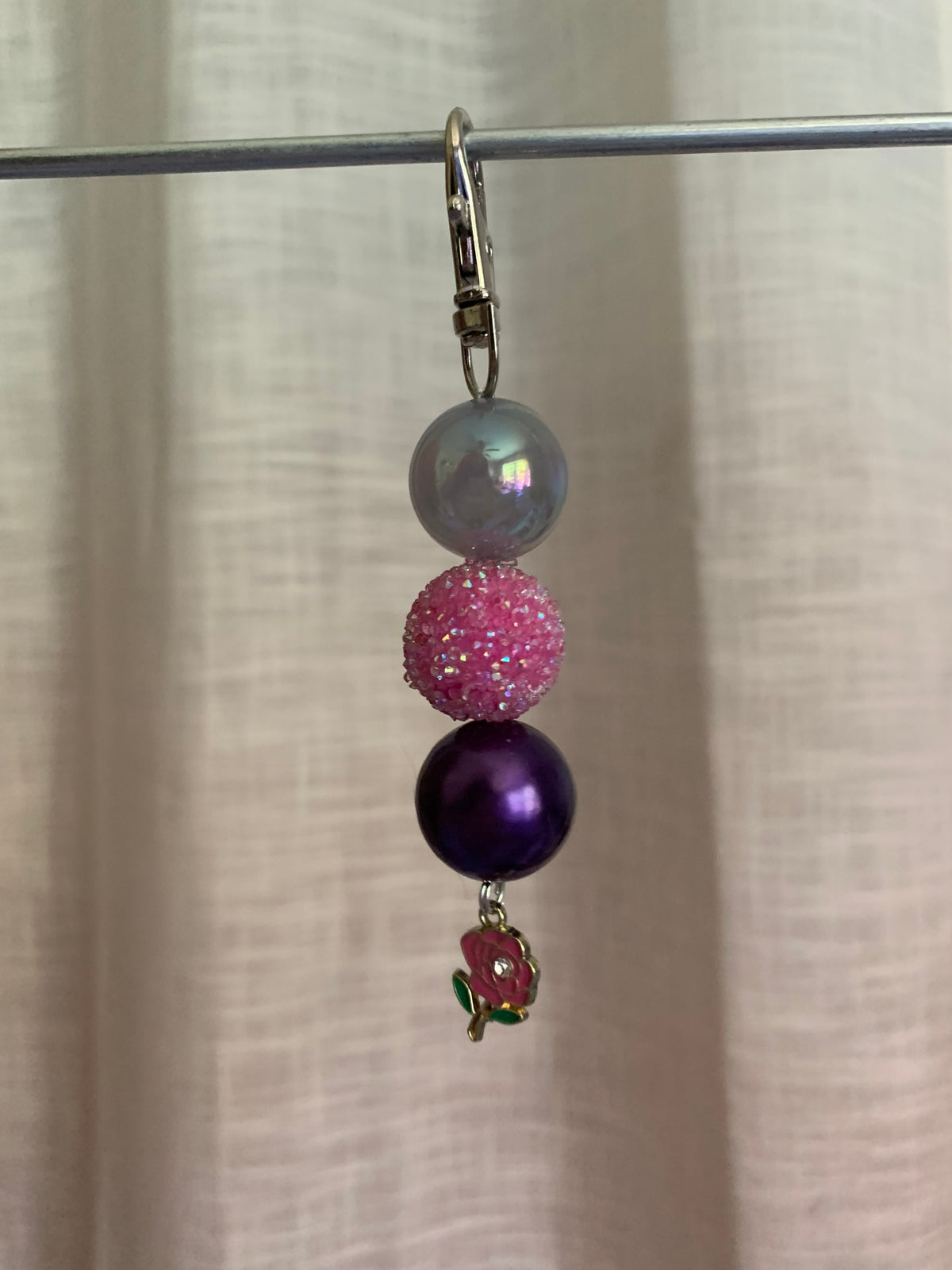 Skull and Roses Beaded Charm