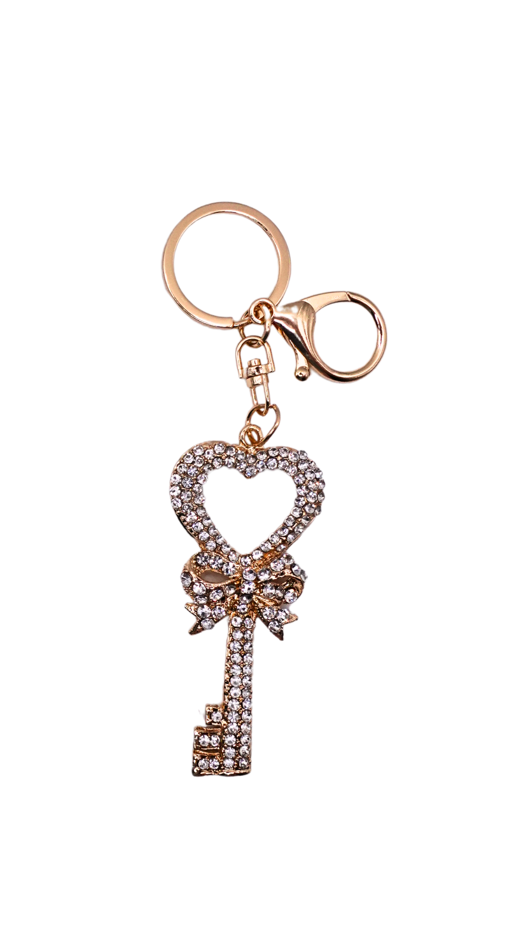 Bling Heart Key Charm