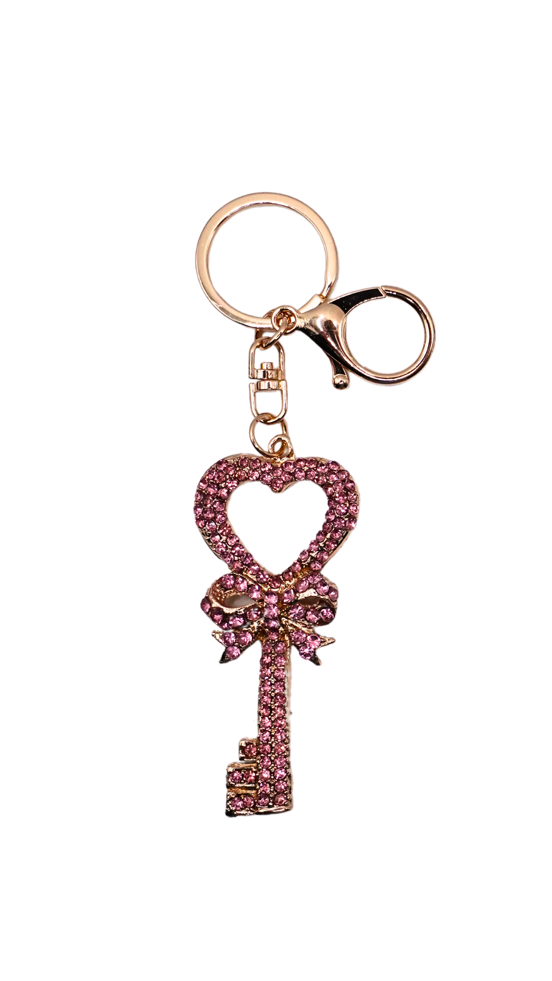 Bling Heart Key Charm