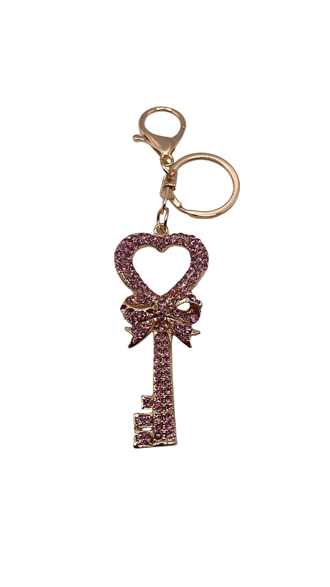 Bling Heart Key Charm