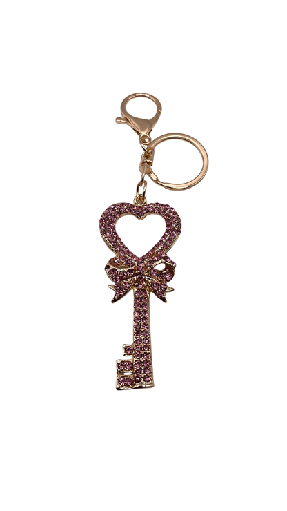 Bling Heart Key Charm
