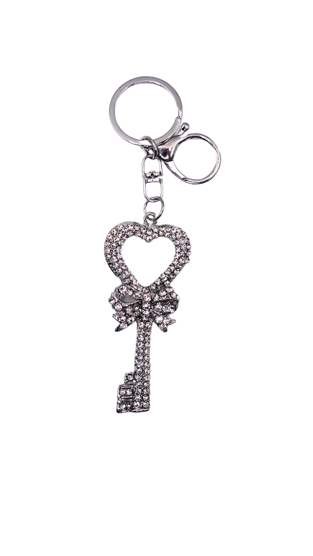 Bling Heart Key Charm