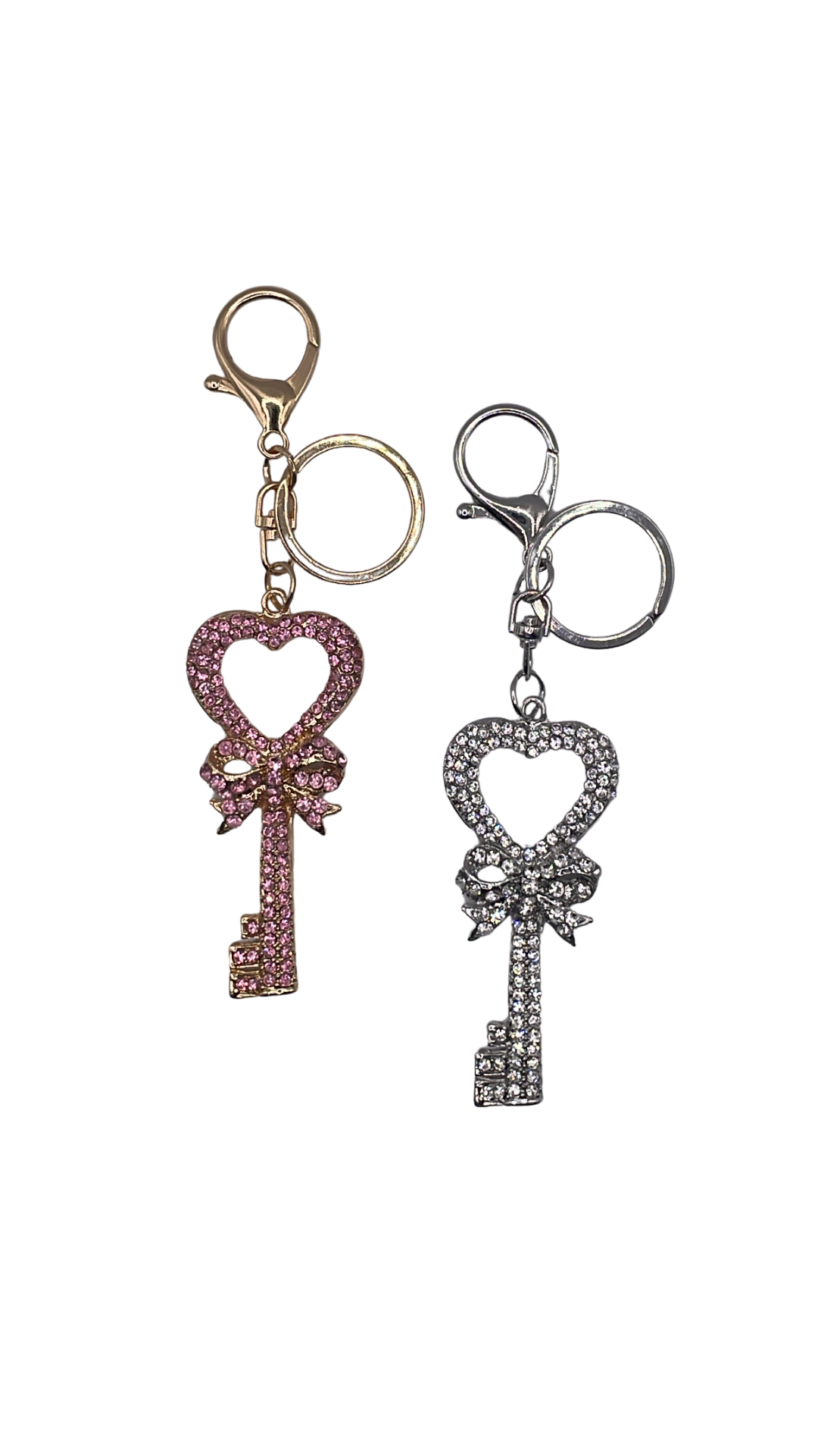 Bling Heart Key Charm