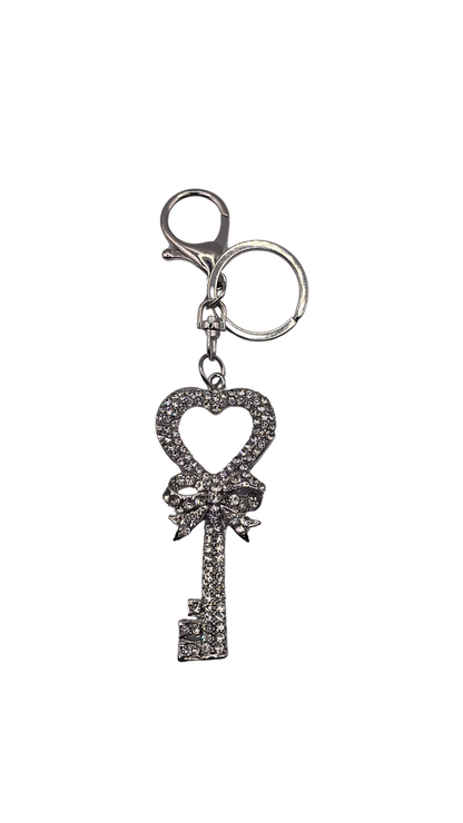 Bling Heart Key Charm