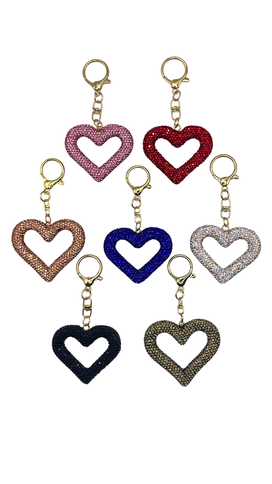 Bling Hollow Heart Charm