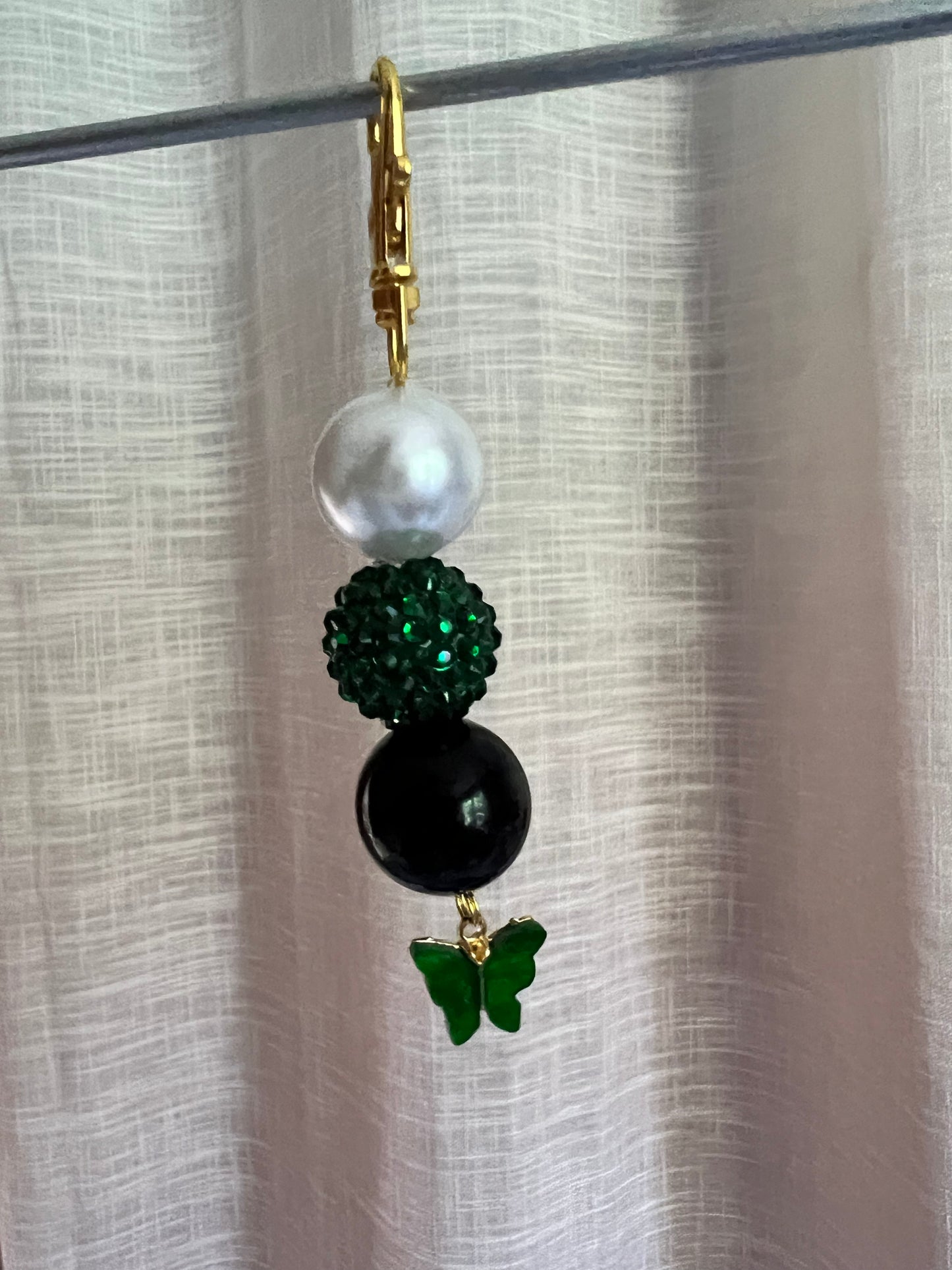 Emerald Butterfly Beaded Charm