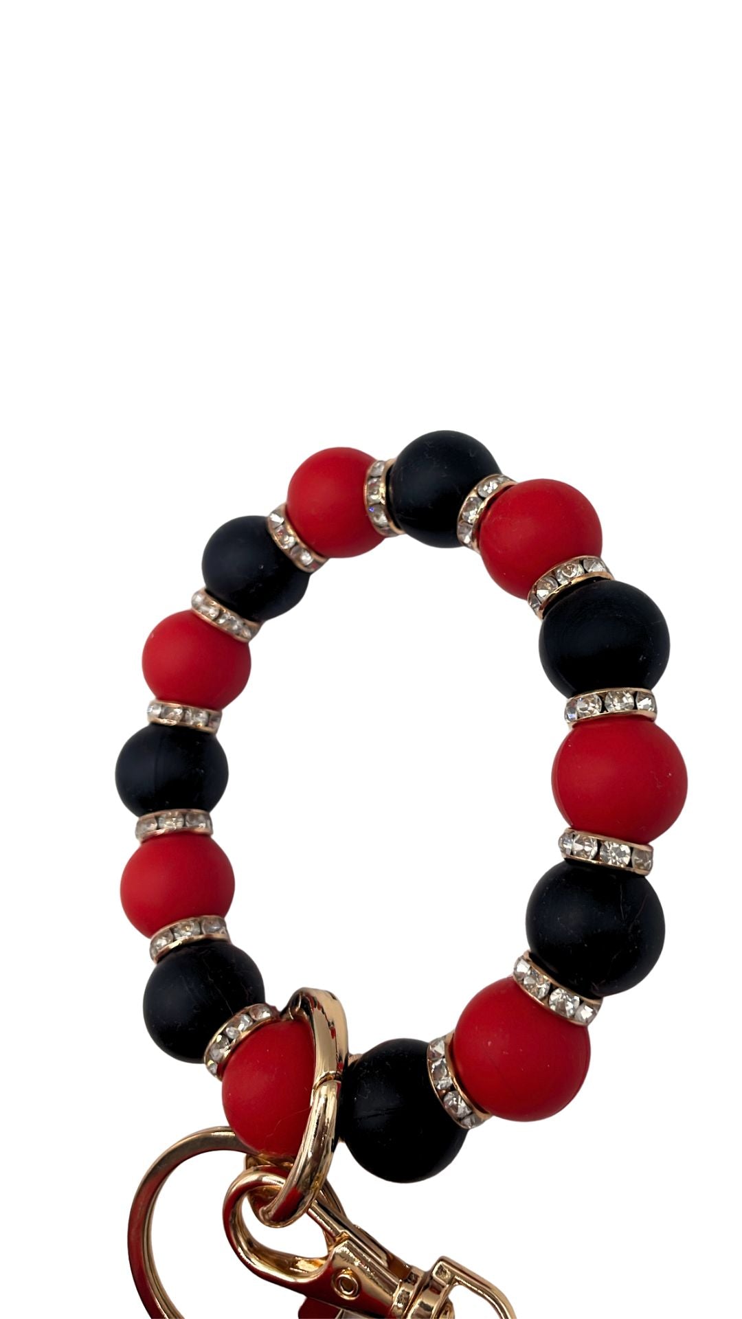 Black/Red Beaded Keychain
