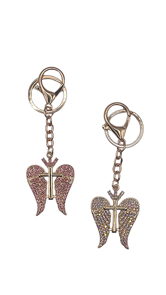 Bling Winged Cross Charm